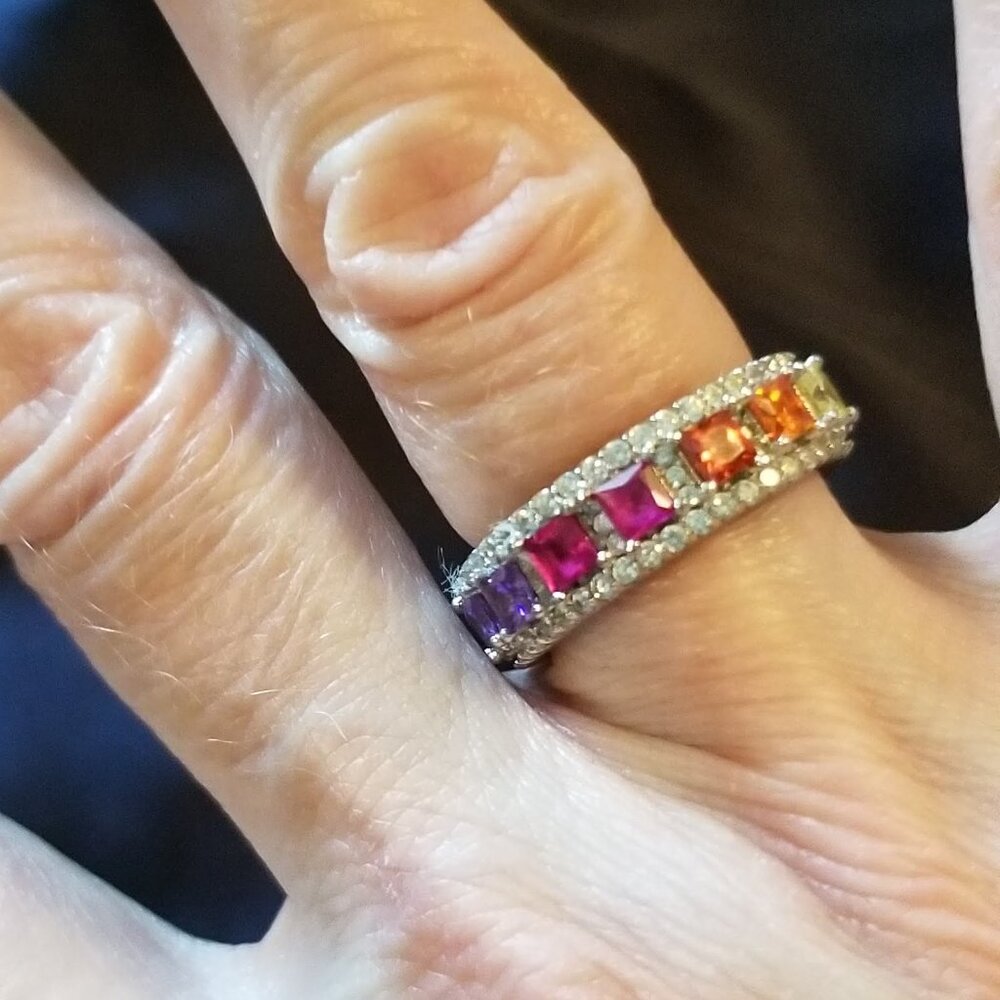 NWOT Sterling silver rainbow eternity ring, size 5.5